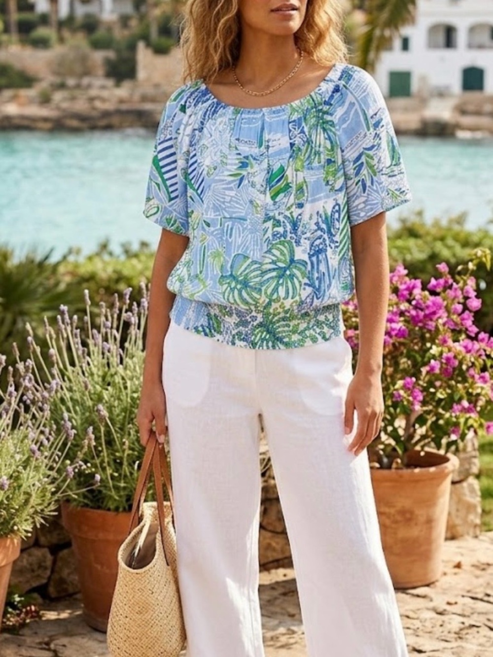 Rachel Roy NWT Beachy Top. Gathered At Neck And Waist. Flutter Sleeves. Medium